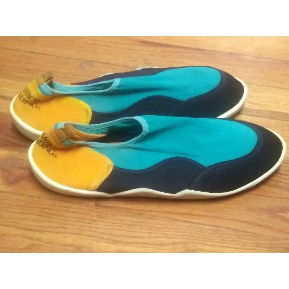 HARBOR LANDING Water Shoes Mens Size 10 Black Turquoise Blue Orange Boat Shoes